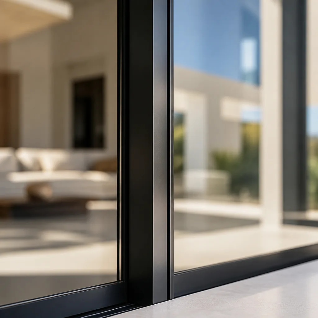 Modern black metal door frame with minimalist architectural design in Naples, FL